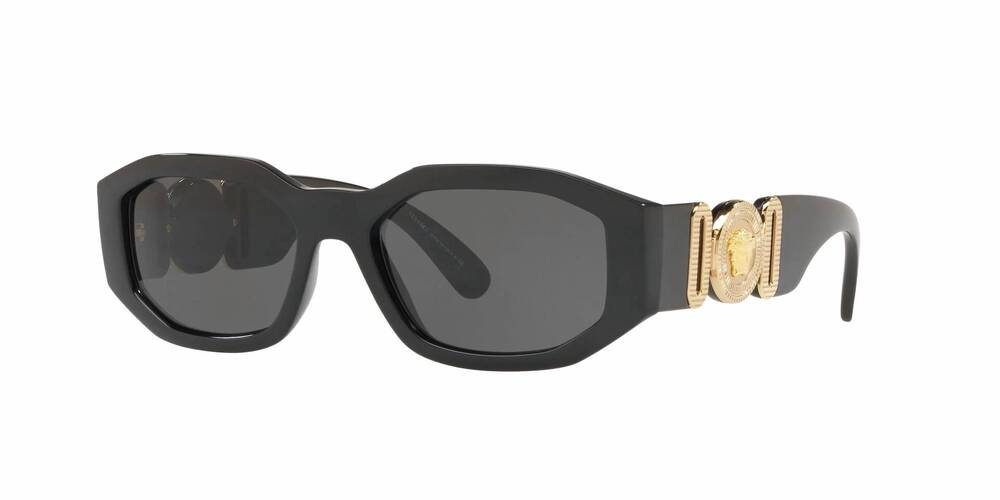 NEW VERSACE men's medusa biggie rectangle sunglasses in black | gold - dark grey